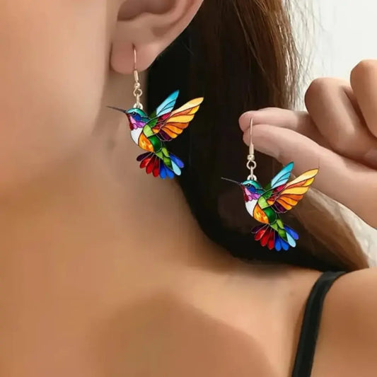 Boucle d'Oreilles Colibri Coloré