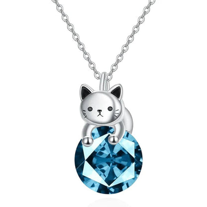 Collier Chat avec Pierre de Naissance Personnalisable