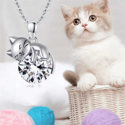 Collier Chat avec Pierre de Naissance Personnalisable